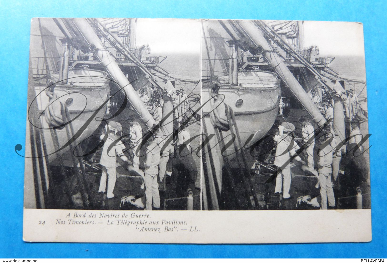 A Bord Des Navires De Geurre.  N°24 & N°3 Carte Postale Stereoscopique Stereo Postkaart X 2 Pc. - Stereoscope Cards