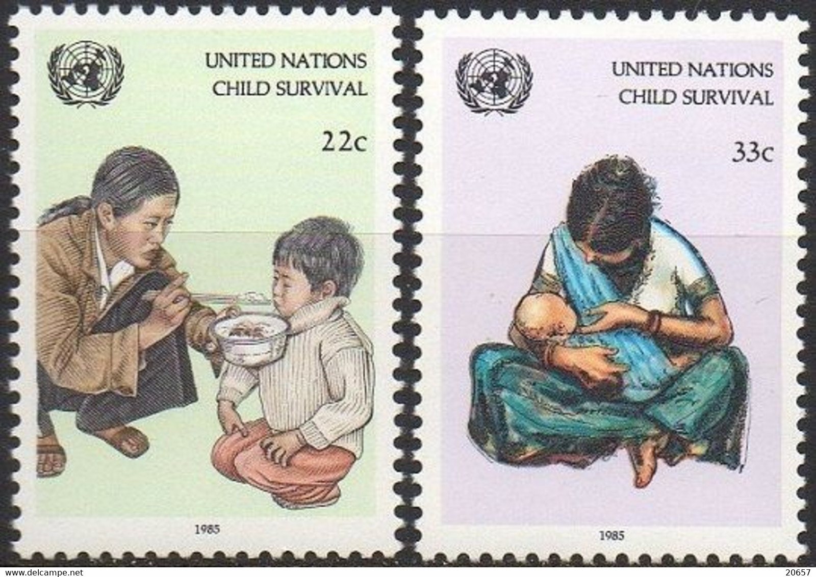 Nations-Unies United Nations New York 0456/57 Unicef, Enfants, Nutrition - Against Starve