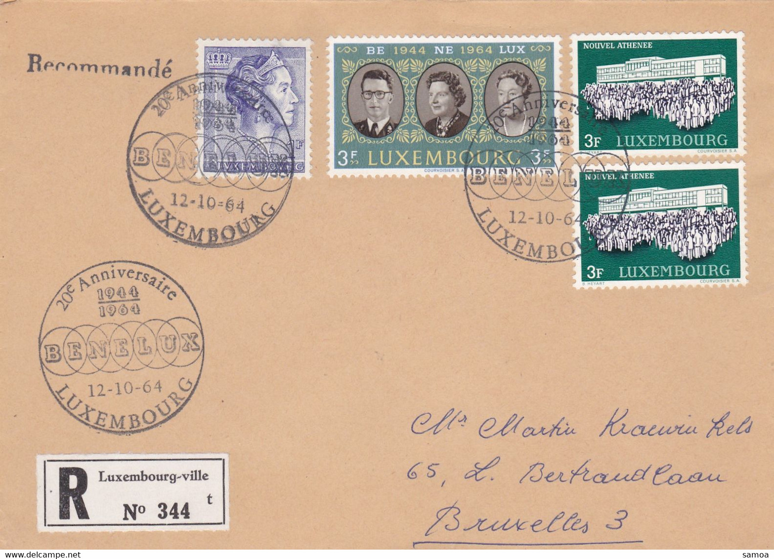 Luxembourg 1964 650 651 583 Lettre Recommandée Roi Baudouin Reine Juliana Grande-Duchesse Charlotte - Covers & Documents