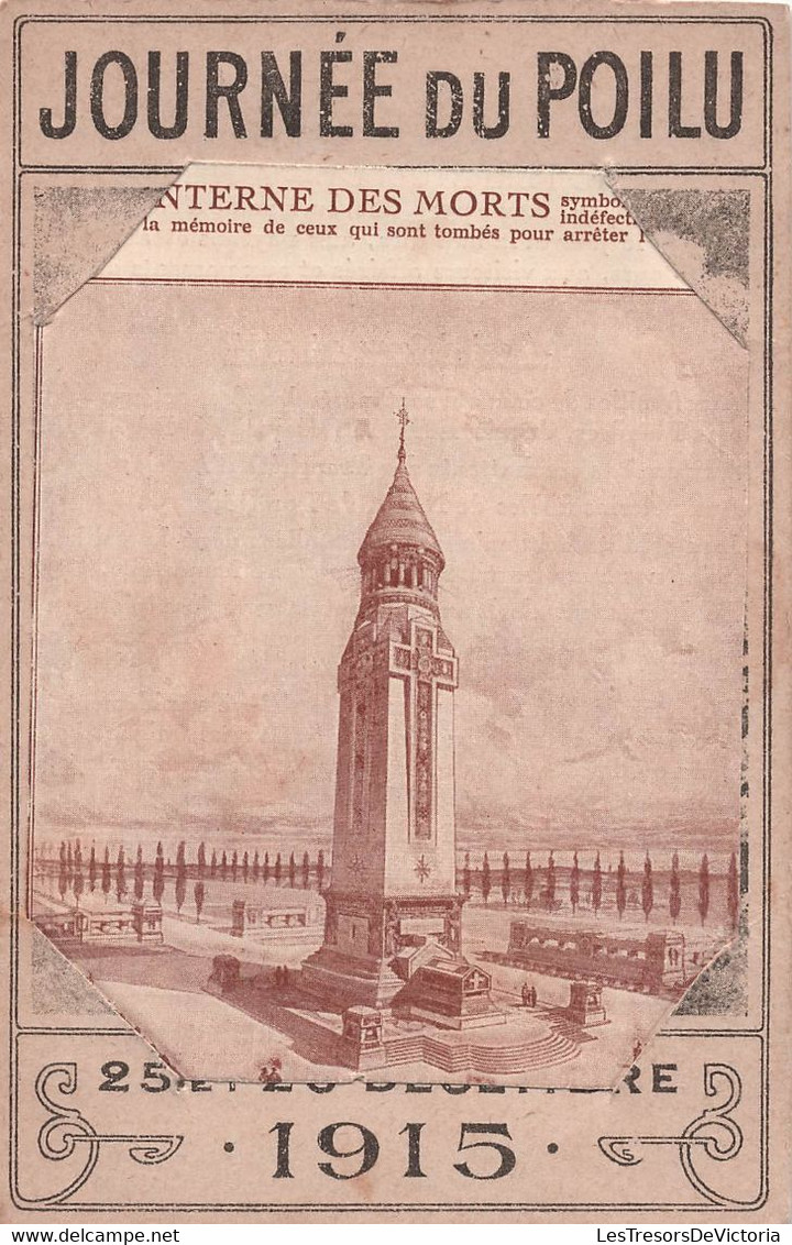 CPA La Journée Du Poilu - Carte Bricolée Avec Une Coupure De Journal La Lanterne Des Morts - War 1914-18