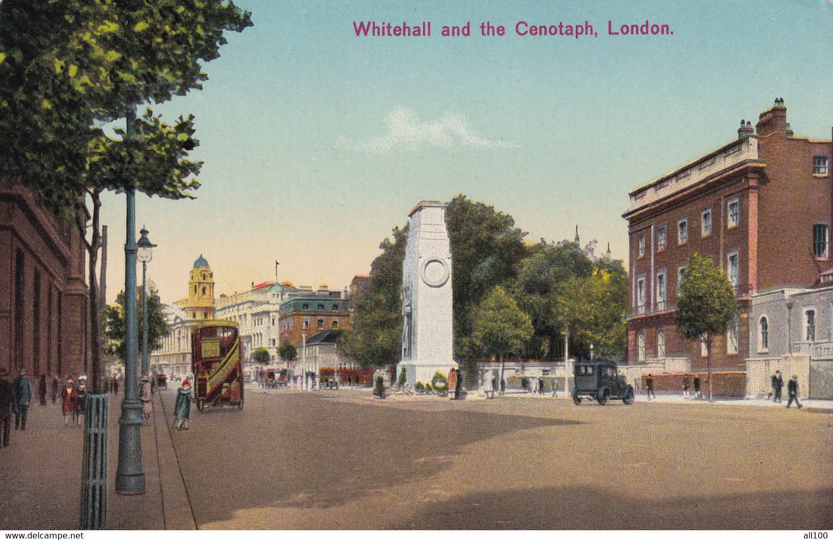 A18316 - WHITEHALL AND THE CENOTAPH LONDON POST CARD USED 1919 STAMP SENT TO LUZERN SWITZERLAND - Whitehall