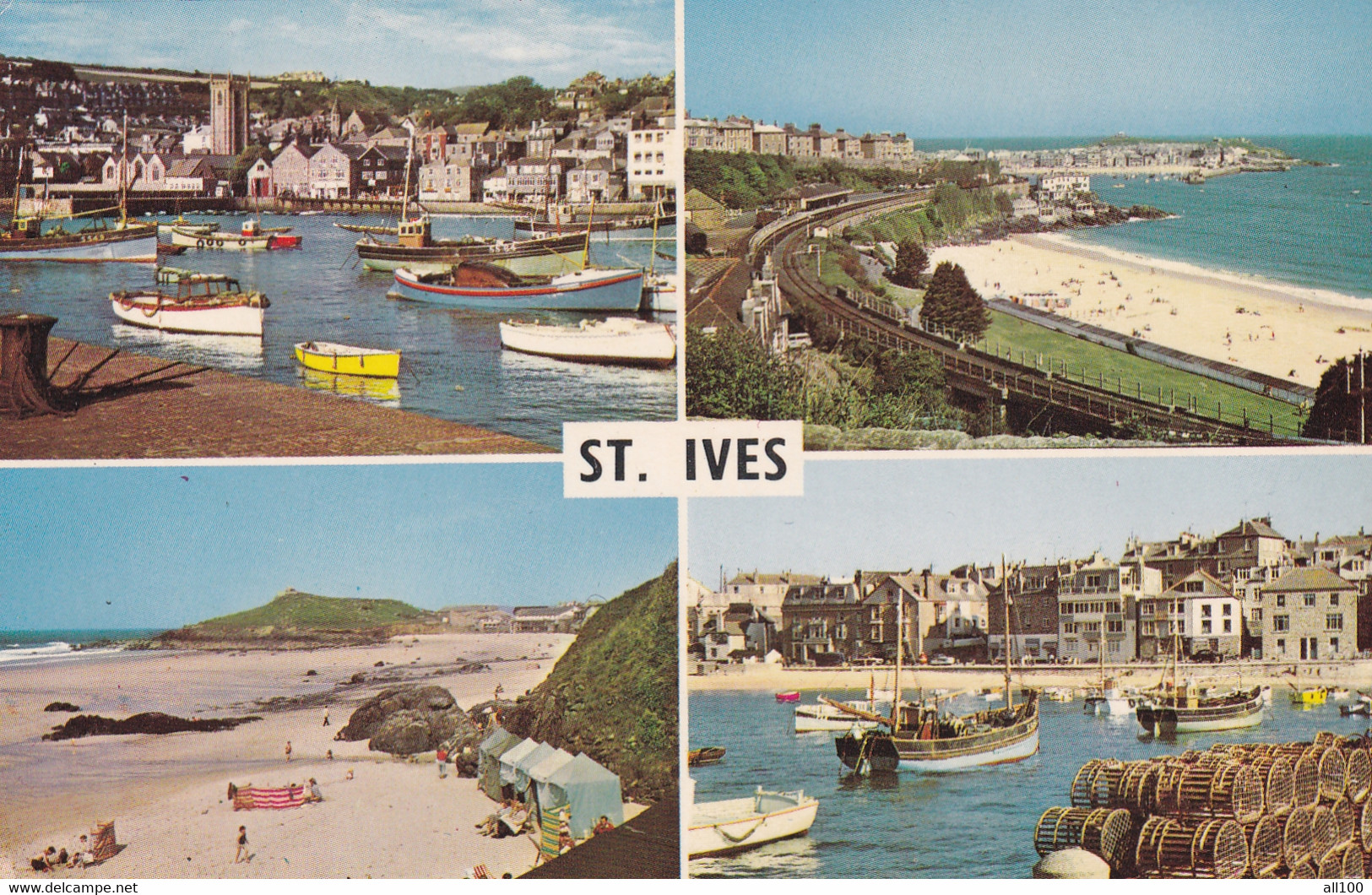 A18336 - ST IVES POST CARD USED 1965 STAMP QUEEN ELIZABETH OF ENGLAND NEWTON ABBOT DEVON SENT TO LUZERN SWITZERLAND - St.Ives