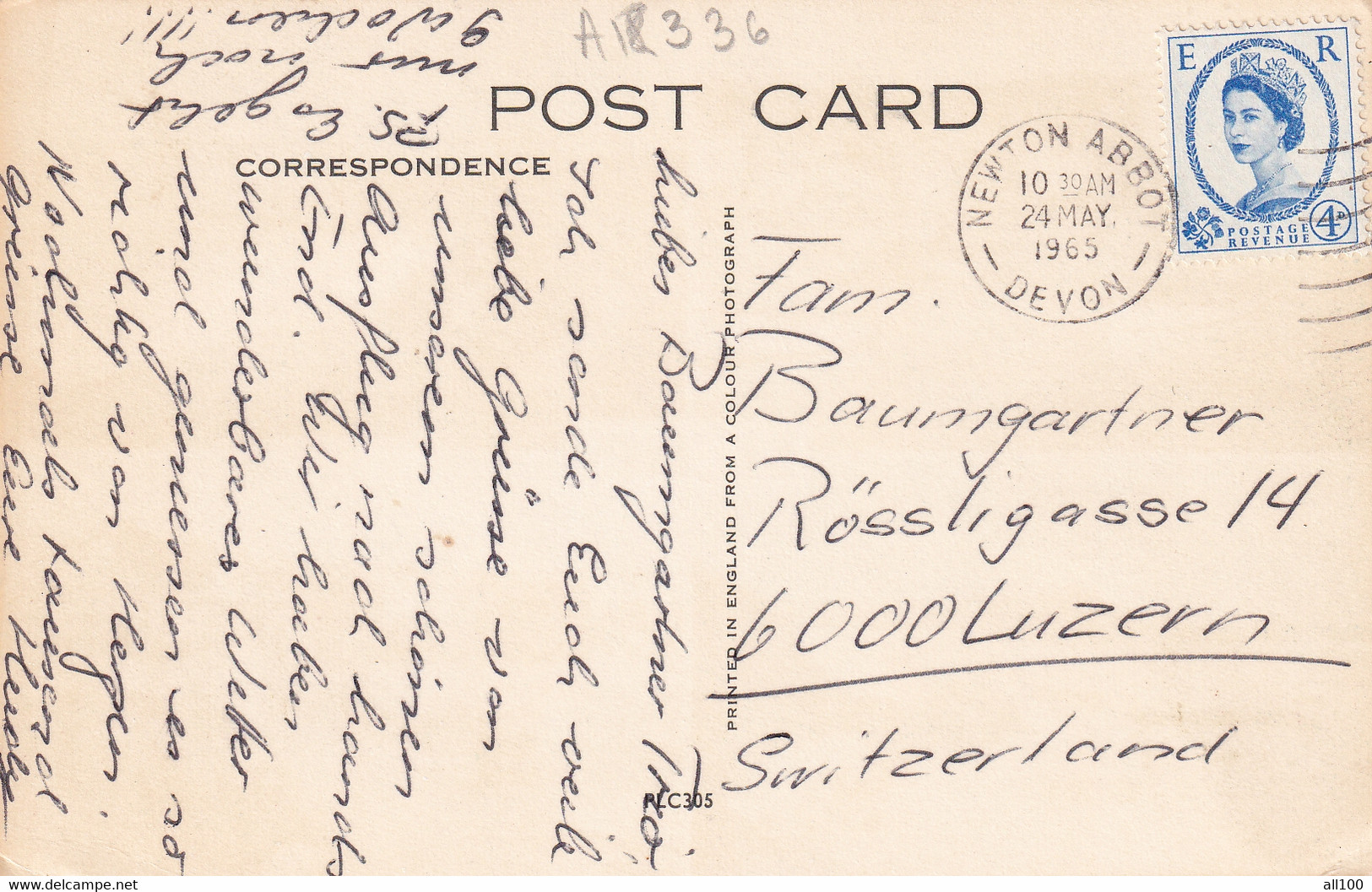 A18336 - ST IVES POST CARD USED 1965 STAMP QUEEN ELIZABETH OF ENGLAND NEWTON ABBOT DEVON SENT TO LUZERN SWITZERLAND - St.Ives
