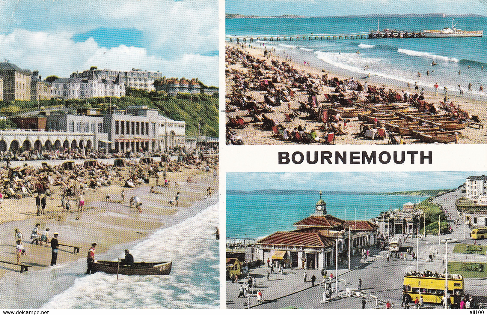 A18347 - BOURNEMOUTH VINTAGE BUS JOHN HINDE ORIGINAL POST CARD USED 1964 STAMP QUEEN ELIZABETH OF ENGLAND - Bournemouth (until 1972)