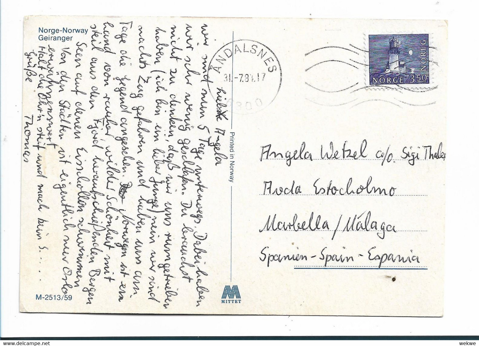 Nor196 / NORWEGEN - Leuchtturn (faro, Light House) 1984 - Lettres & Documents
