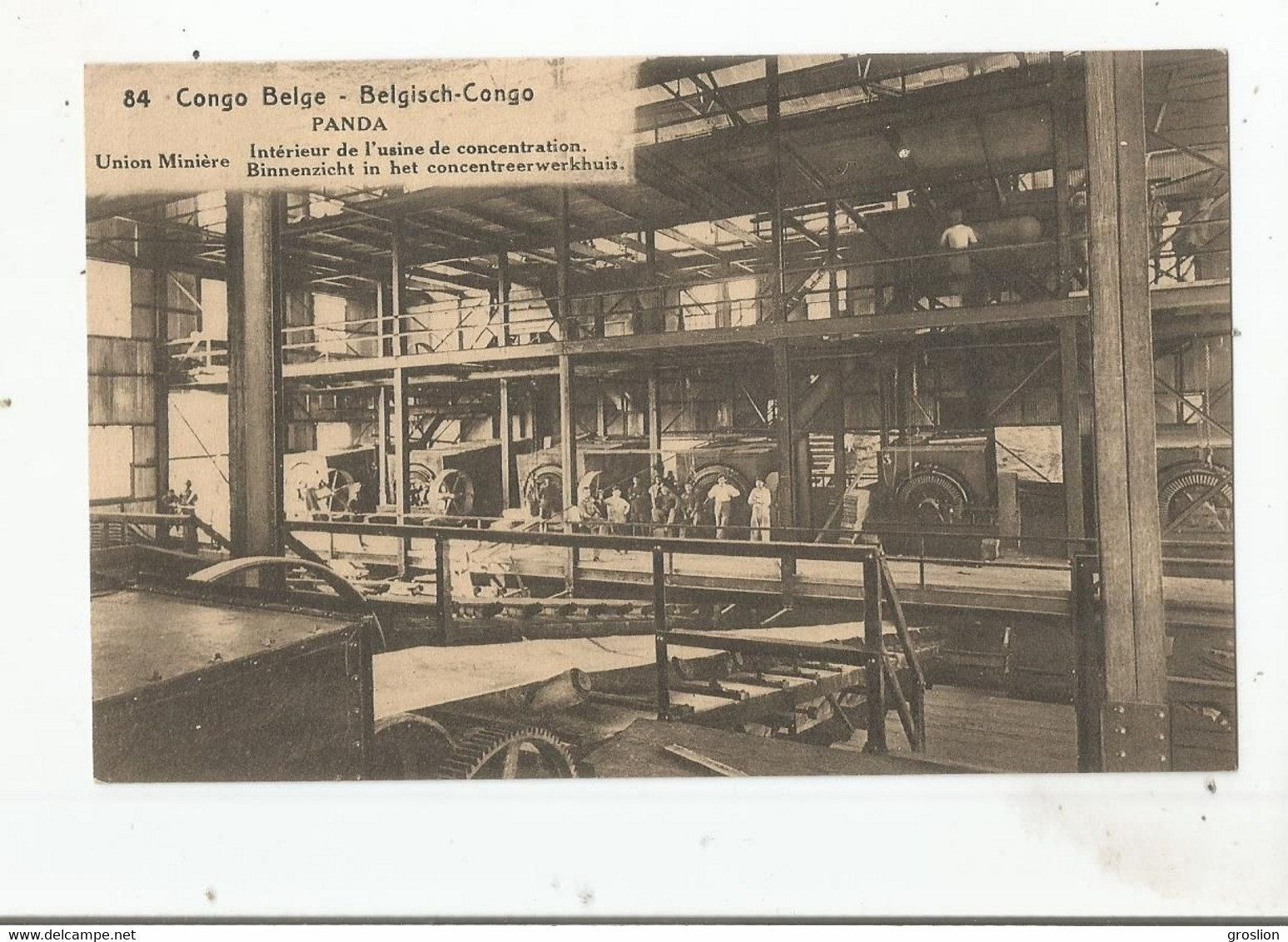 PANDA (LIKASI) 84 CONGO BELGE UNION MINIERE INTERIEUR DE L'USINE DE CONCENTRATION (CARTE AVEC ENTIER POSTAL) - Congo Belge