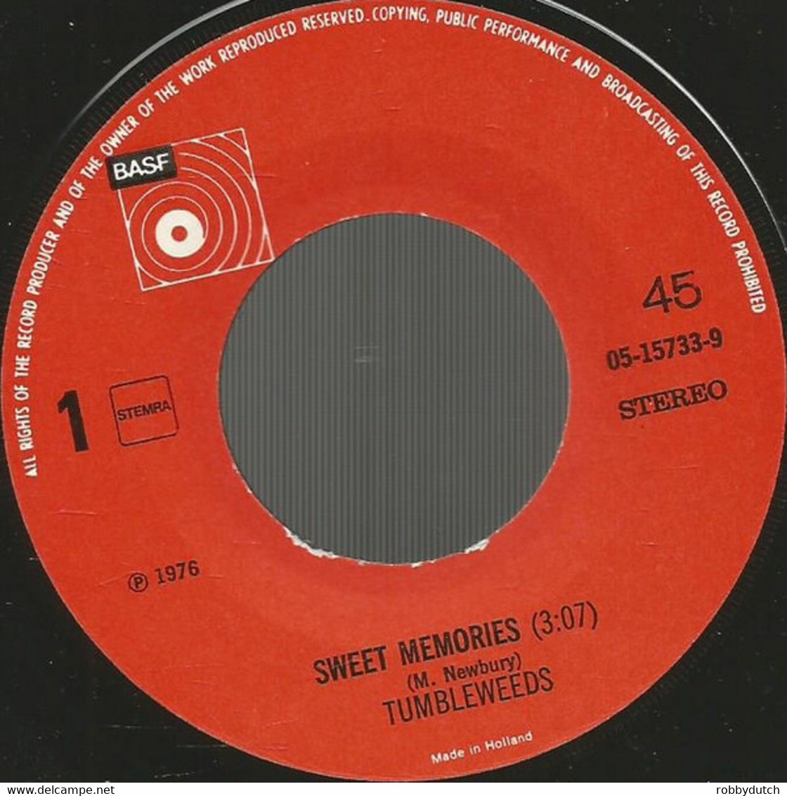 * 7" *  TUMBLEWEEDS - SWEET MEMORIES (Holland 1976) - Country Y Folk