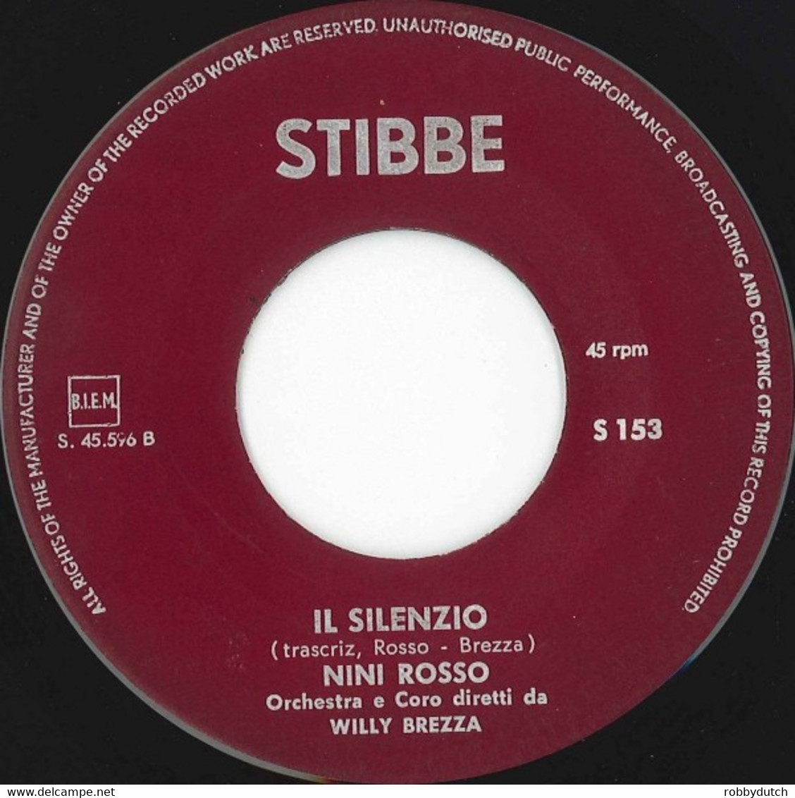 * 7" *   NINI ROSSO - IL SILENZIO (Holland 1965) - Instrumental