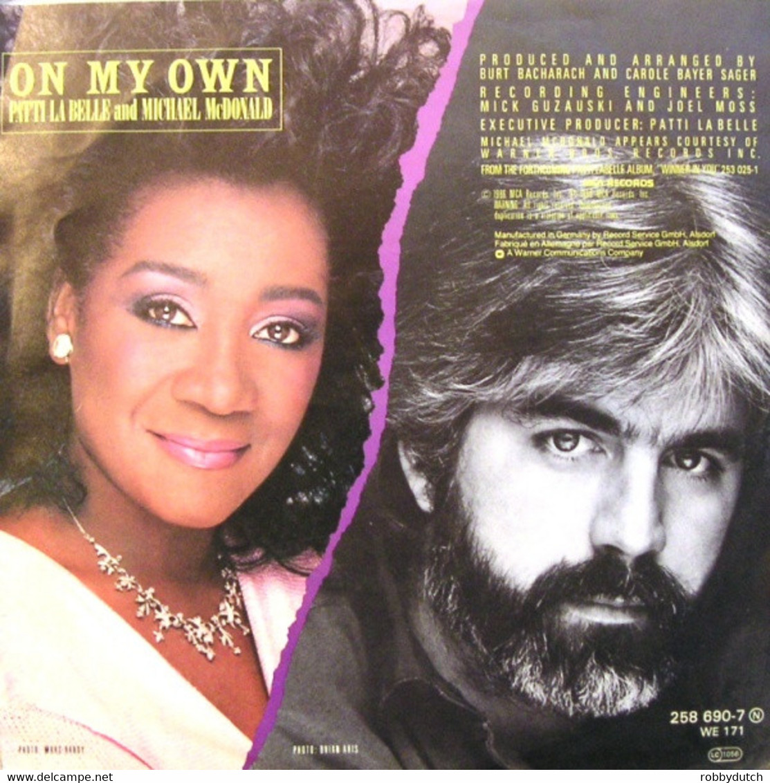 * 7" *  PATTI LABELLE & MICHAEL McDONALD - ON MY OWN (Europe 1986 EX!!) - Soul - R&B