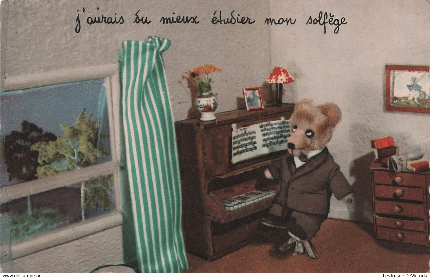 CPA Animaux Habillés - Petit Nounours J'aurais Du étudier Mon Solfège - Piano - Musique - Edition Superluxe - Dressed Animals