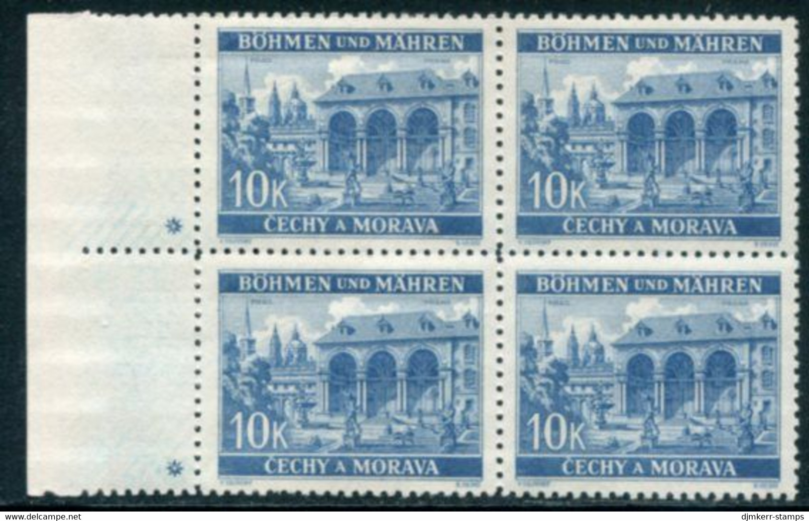 BOHEMIA & MORAVIA 1940 10 K. Marginal Block Of 4 With One Star MNH / **  Michel 60 - Unused Stamps