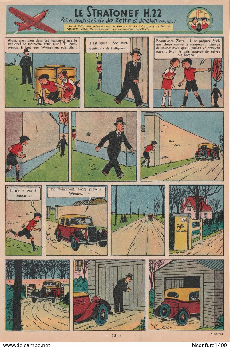 Tintin - Hergé : Jo, Zette Et Jocko "Le Stratonef H.22" Datant De 1947 Avec Bandeau Titre Inédit Dans La BD Actuelle. - Jo, Zette & Jocko