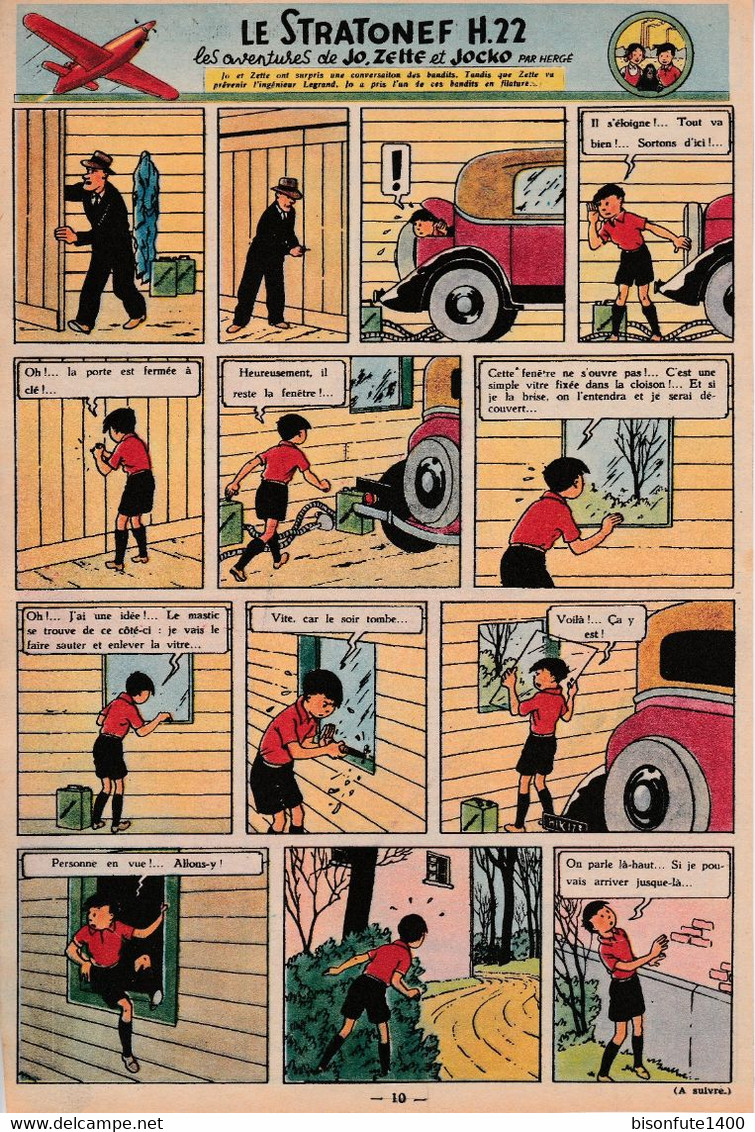 Tintin - Hergé : Jo, Zette Et Jocko "Le Stratonef H.22" Datant De 1947 Avec Bandeau Titre Inédit Dans La BD Actuelle. - Jo, Zette & Jocko