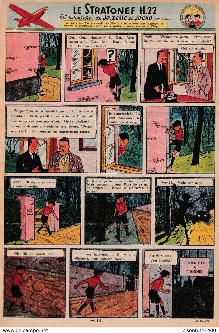 Tintin - Hergé : Jo, Zette Et Jocko "Le Stratonef H.22" Datant De 1947 Avec Bandeau Titre Inédit Dans La BD Actuelle. - Jo, Zette & Jocko