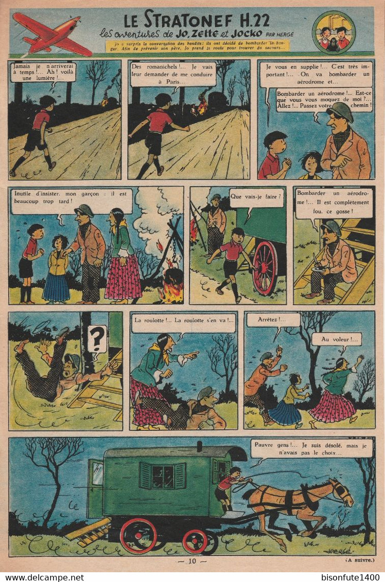 Tintin - Hergé : Jo, Zette Et Jocko "Le Stratonef H.22" Datant De 1947 Avec Bandeau Titre Inédit Dans La BD Actuelle. - Jo, Zette & Jocko