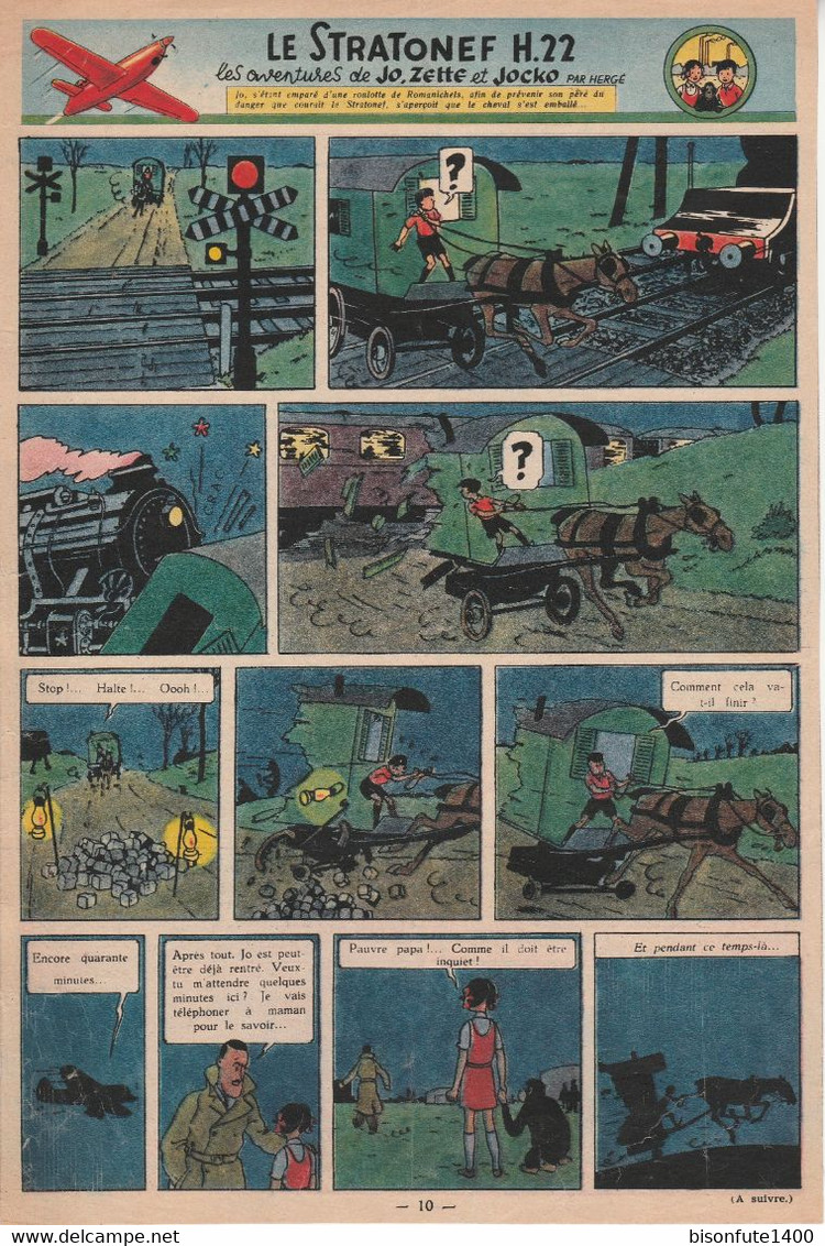 Tintin - Hergé : Jo, Zette Et Jocko "Le Stratonef H.22" Datant De 1947 Avec Bandeau Titre Inédit Dans La BD Actuelle. - Jo, Zette & Jocko