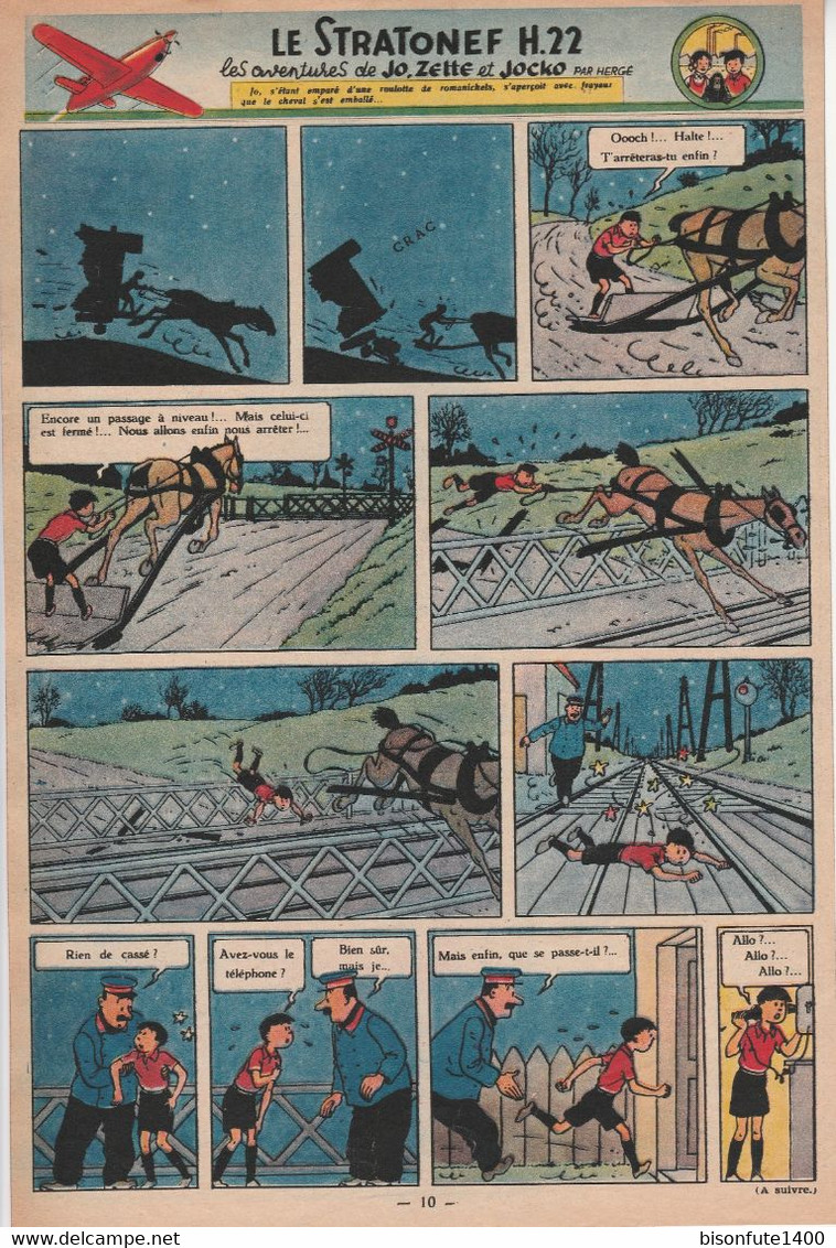 Tintin - Hergé : Jo, Zette Et Jocko "Le Stratonef H.22" Datant De 1947 Avec Bandeau Titre Inédit Dans La BD Actuelle. - Jo, Zette & Jocko