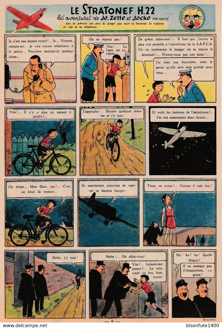 Tintin - Hergé : Jo, Zette Et Jocko "Le Stratonef H.22" Datant De 1947 Avec Bandeau Titre Inédit Dans La BD Actuelle. - Jo, Zette & Jocko