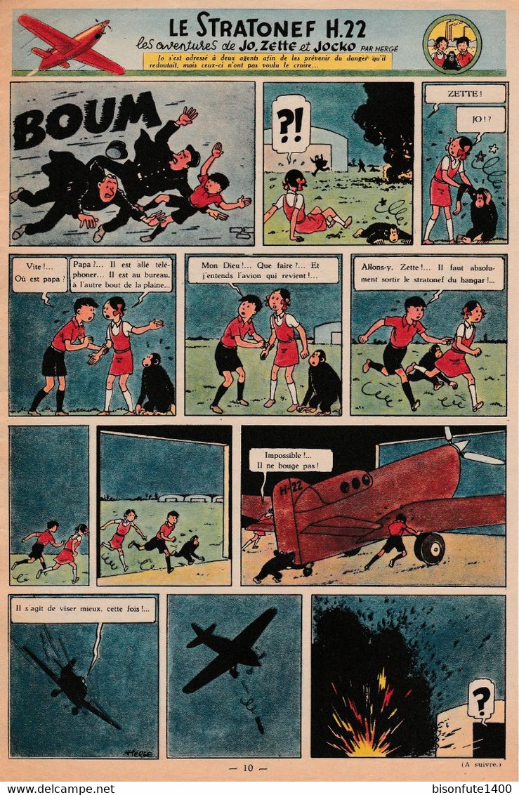 Tintin - Hergé : Jo, Zette Et Jocko "Le Stratonef H.22" Datant De 1947 Avec Bandeau Titre Inédit Dans La BD Actuelle. - Jo, Zette & Jocko