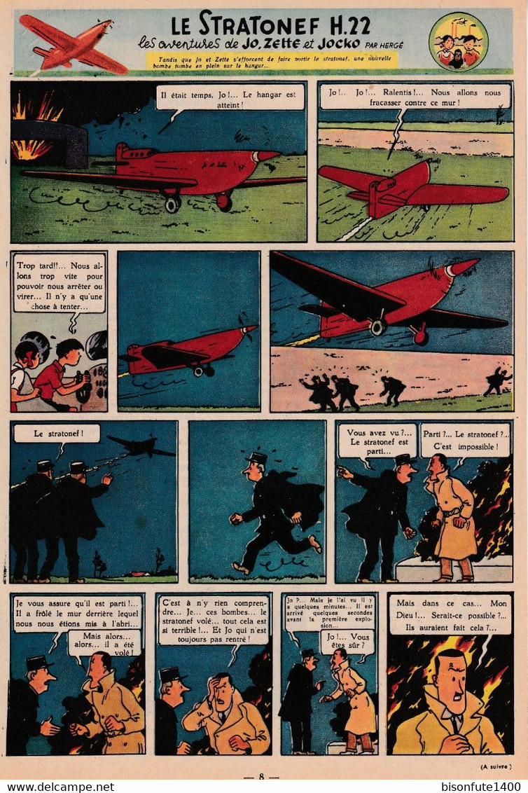 Tintin - Hergé : Jo, Zette Et Jocko "Le Stratonef H.22" Datant De 1947 Avec Bandeau Titre Inédit Dans La BD Actuelle. - Jo, Zette & Jocko