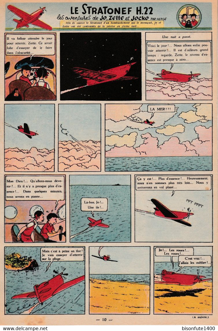 Tintin - Hergé : Jo, Zette Et Jocko "Le Stratonef H.22" Datant De 1947 Avec Bandeau Titre Inédit Dans La BD Actuelle. - Jo, Zette & Jocko