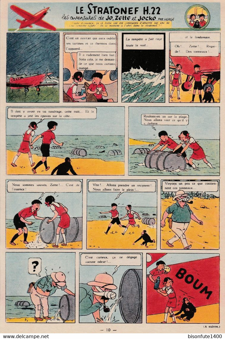 Tintin - Hergé : Jo, Zette Et Jocko "Le Stratonef H.22" Datant De 1947 Avec Bandeau Titre Inédit Dans La BD Actuelle. - Jo, Zette & Jocko