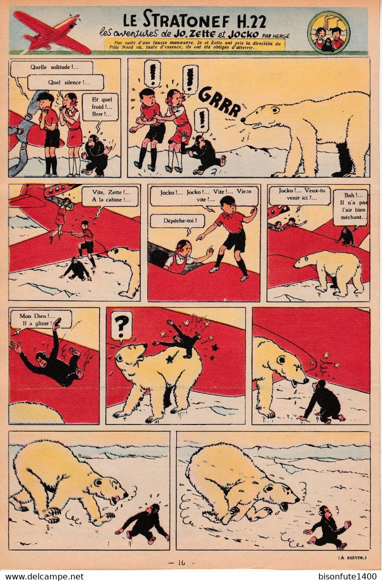 Tintin - Hergé : Jo, Zette Et Jocko "Le Stratonef H.22" Datant De 1947 Avec Bandeau Titre Inédit Dans La BD Actuelle. - Jo, Zette & Jocko