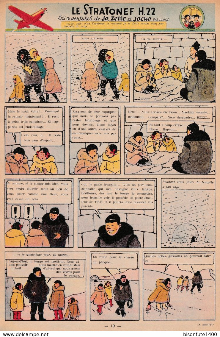 Tintin - Hergé : Jo, Zette Et Jocko "Le Stratonef H.22" Datant De 1947 Avec Bandeau Titre Inédit Dans La BD Actuelle. - Jo, Zette & Jocko