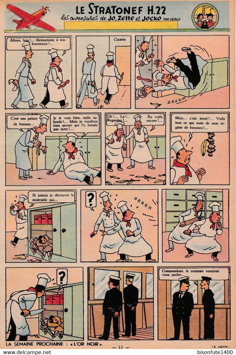 Tintin - Hergé : Jo, Zette Et Jocko "Le Stratonef H.22" Datant De 1947 Avec Bandeau Titre Inédit Dans La BD Actuelle. - Jo, Zette & Jocko