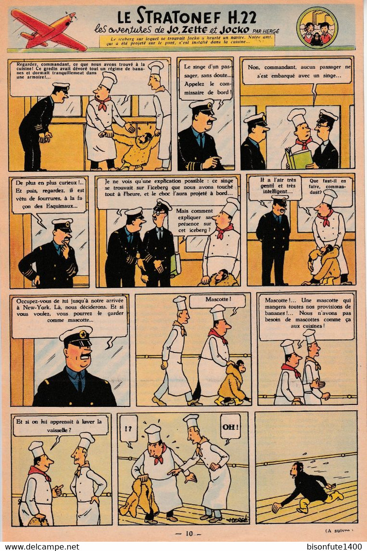 Tintin - Hergé : Jo, Zette Et Jocko "Le Stratonef H.22" Datant De 1947 Avec Bandeau Titre Inédit Dans La BD Actuelle. - Jo, Zette & Jocko