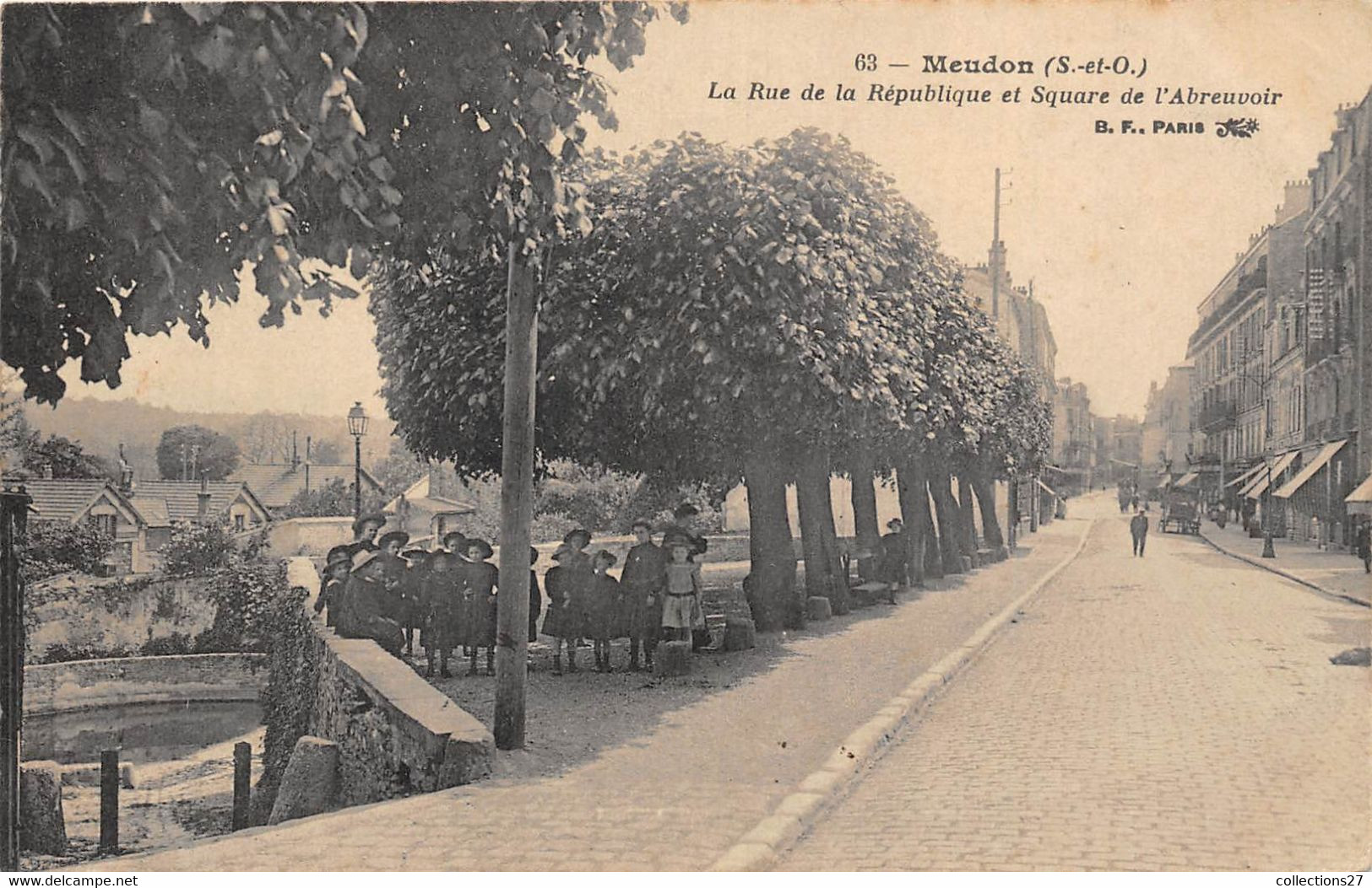 92-MEUDON- LA RUE DE LA REPUBLIQUE ET SQUARE DE L'ABREUVOIR - Meudon