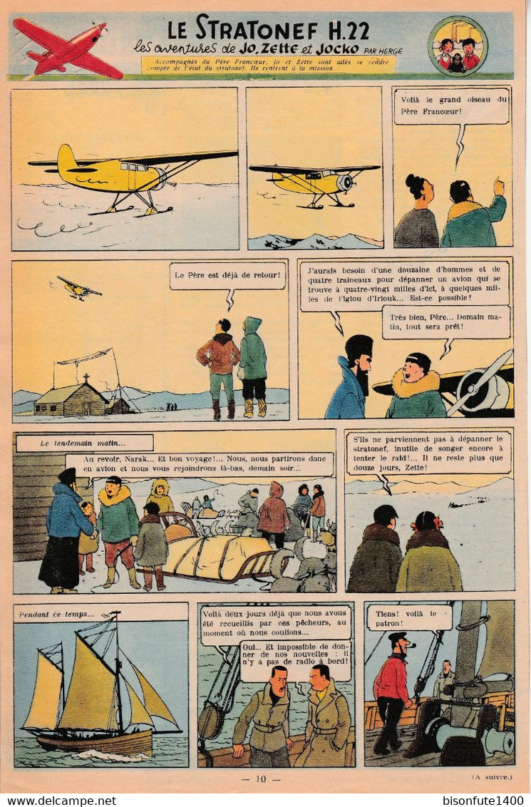 Tintin - Hergé : Jo, Zette Et Jocko "Le Stratonef H.22" Datant De 1947 Avec Bandeau Titre Inédit Dans La BD Actuelle. - Jo, Zette & Jocko