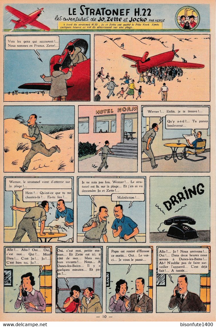 Tintin - Hergé : Jo, Zette Et Jocko "Le Stratonef H.22" Datant De 1947 Avec Bandeau Titre Inédit Dans La BD Actuelle. - Jo, Zette & Jocko