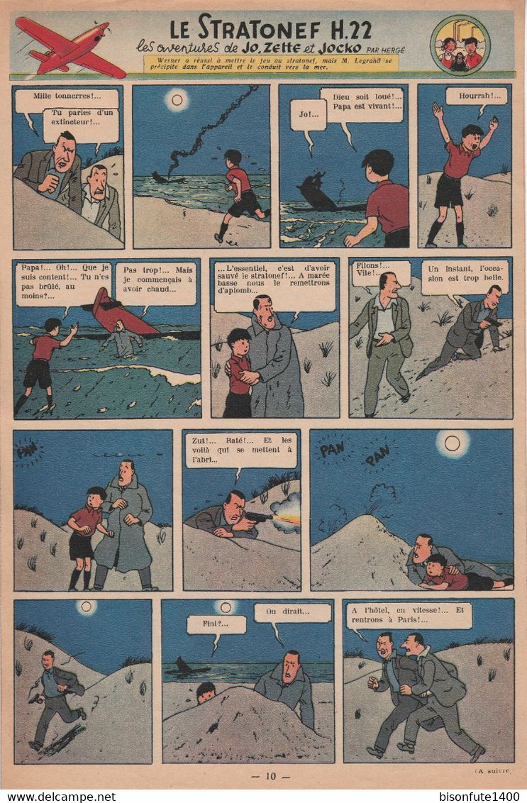 Tintin - Hergé : Jo, Zette Et Jocko "Le Stratonef H.22" Datant De 1947 Avec Bandeau Titre Inédit Dans La BD Actuelle. - Jo, Zette & Jocko