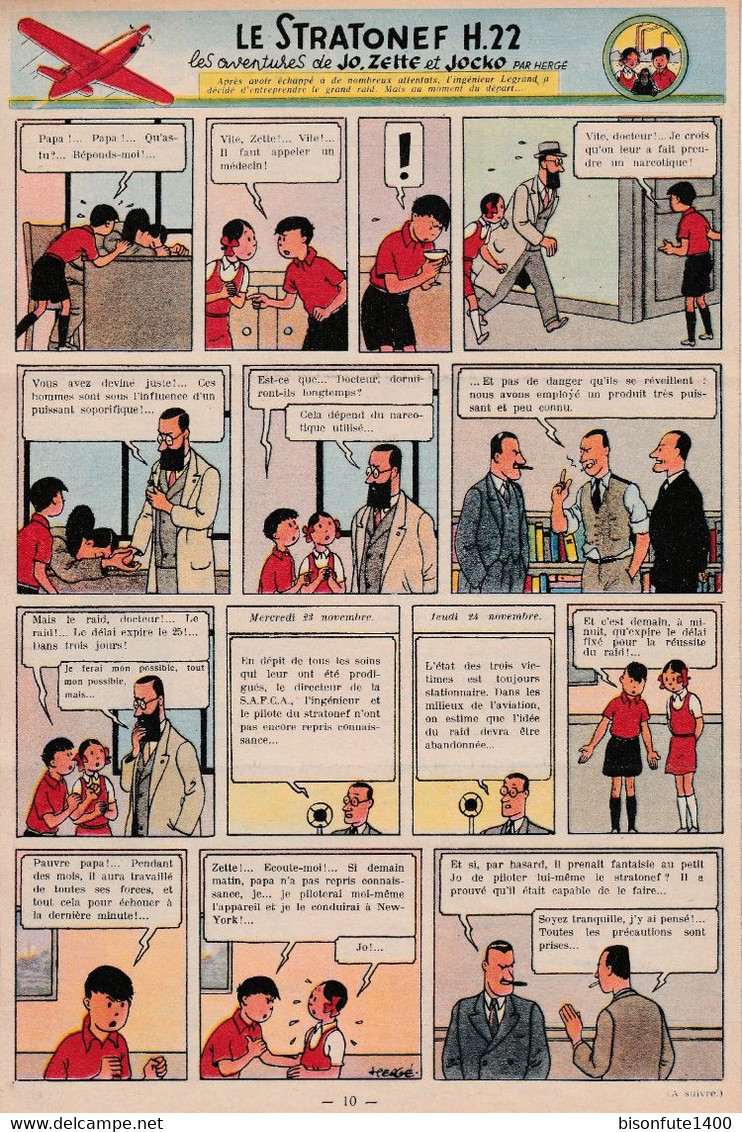 Tintin - Hergé : Jo, Zette Et Jocko "Le Stratonef H.22" Datant De 1947 Avec Bandeau Titre Inédit Dans La BD Actuelle. - Jo, Zette & Jocko