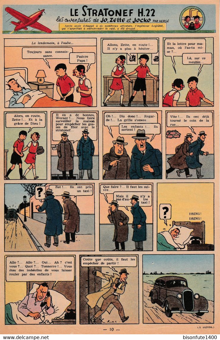 Tintin - Hergé : Jo, Zette Et Jocko "Le Stratonef H.22" Datant De 1947 Avec Bandeau Titre Inédit Dans La BD Actuelle. - Jo, Zette & Jocko