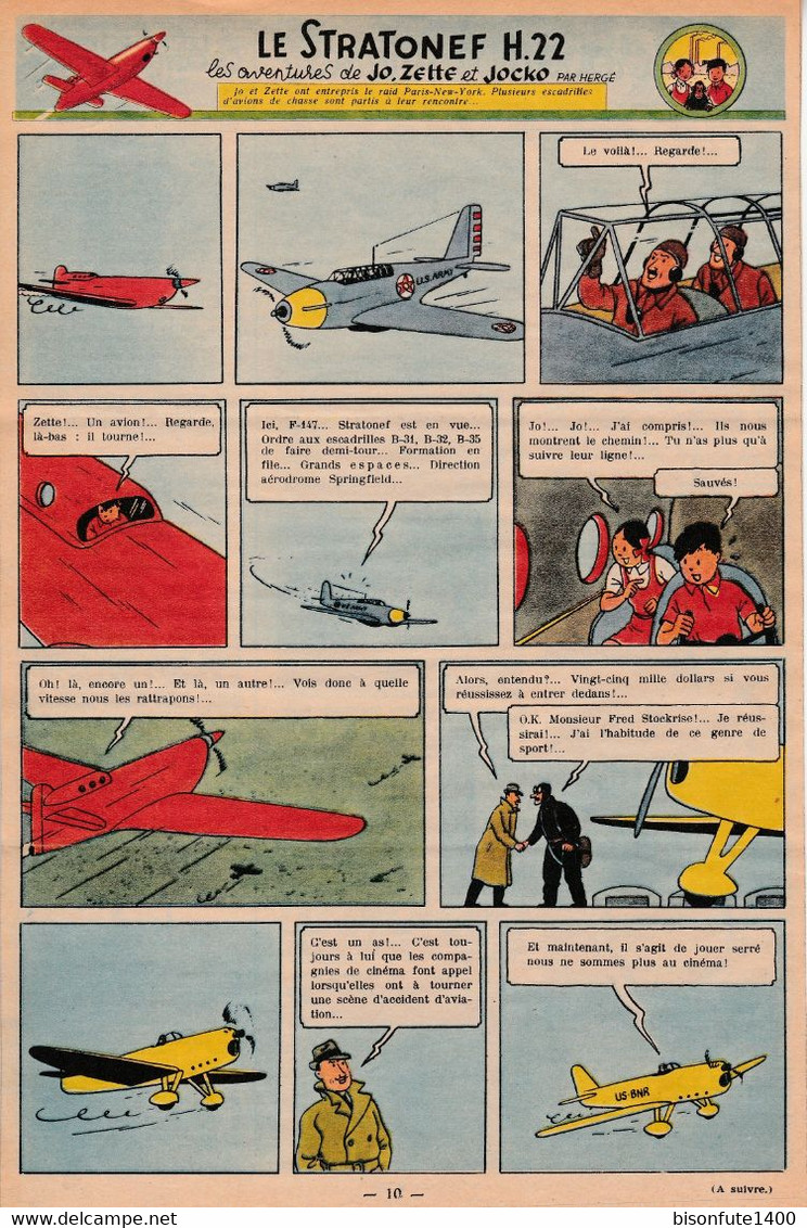 Tintin - Hergé : Jo, Zette Et Jocko "Le Stratonef H.22" Datant De 1947 Avec Bandeau Titre Inédit Dans La BD Actuelle. - Jo, Zette & Jocko