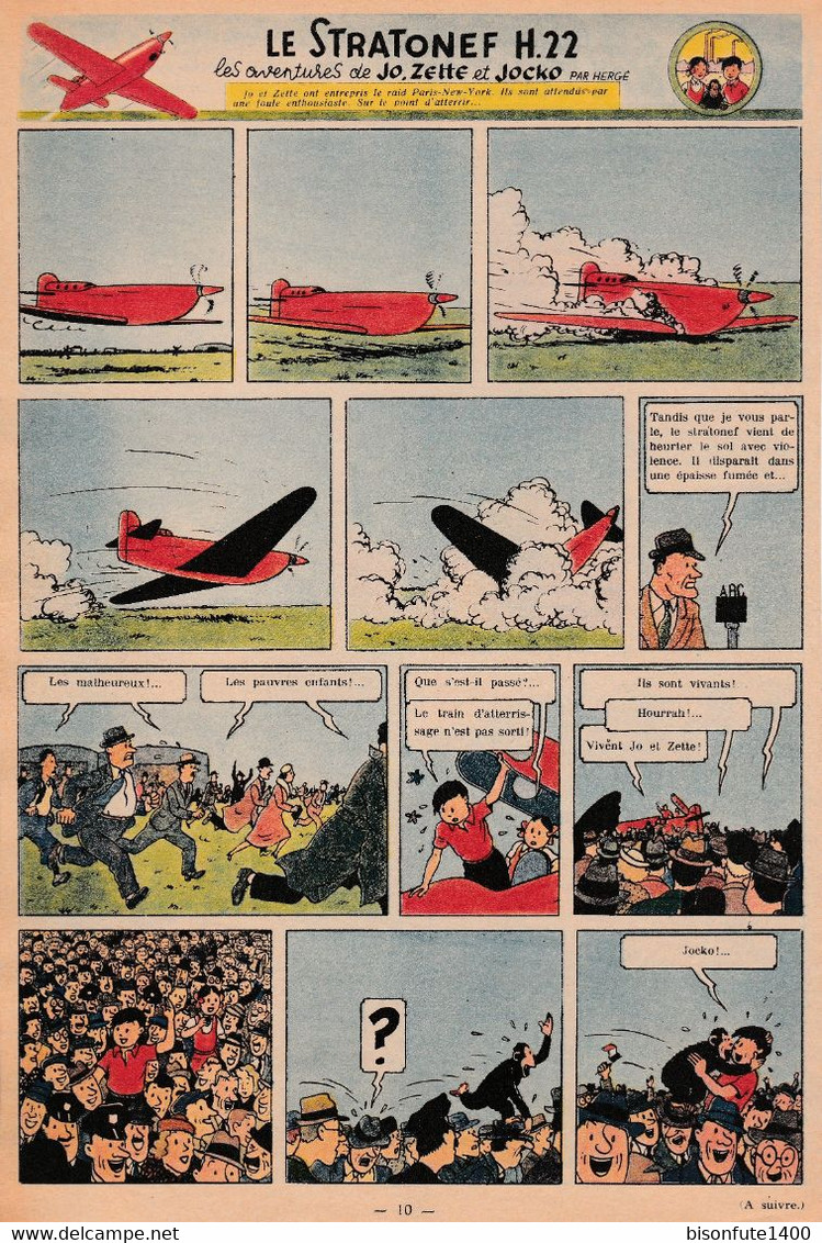 Tintin - Hergé : Jo, Zette Et Jocko "Le Stratonef H.22" Datant De 1947 Avec Bandeau Titre Inédit Dans La BD Actuelle. - Jo, Zette & Jocko