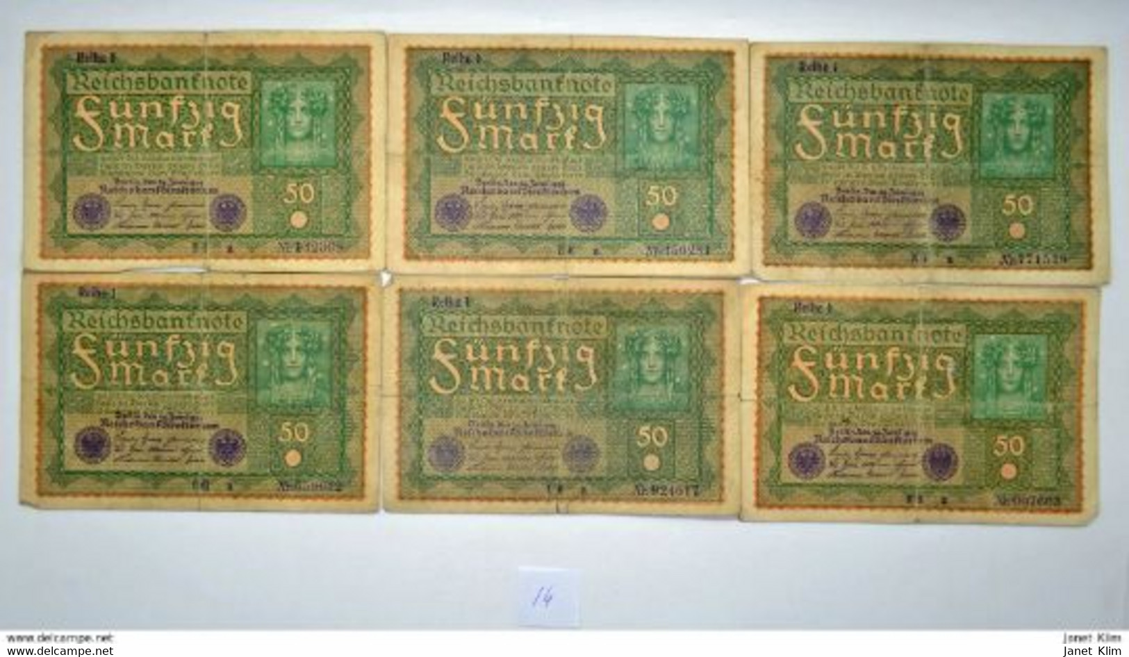 Collection Of Weimar Reichsbanknote 1923, 1922, 1920, 1917, 1914 1000 Mark X 1 50 X 2 20 X 1 10 X 1 5 X 2 2 X 2 1 X 2 50 - 50 Mark