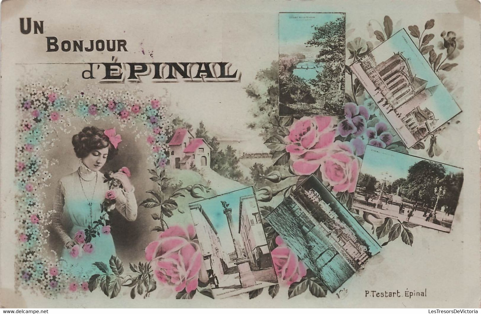 CPA Un Bonjour D'épinal - P Testart - Carte Fantaisie Et Multivues - Epinal