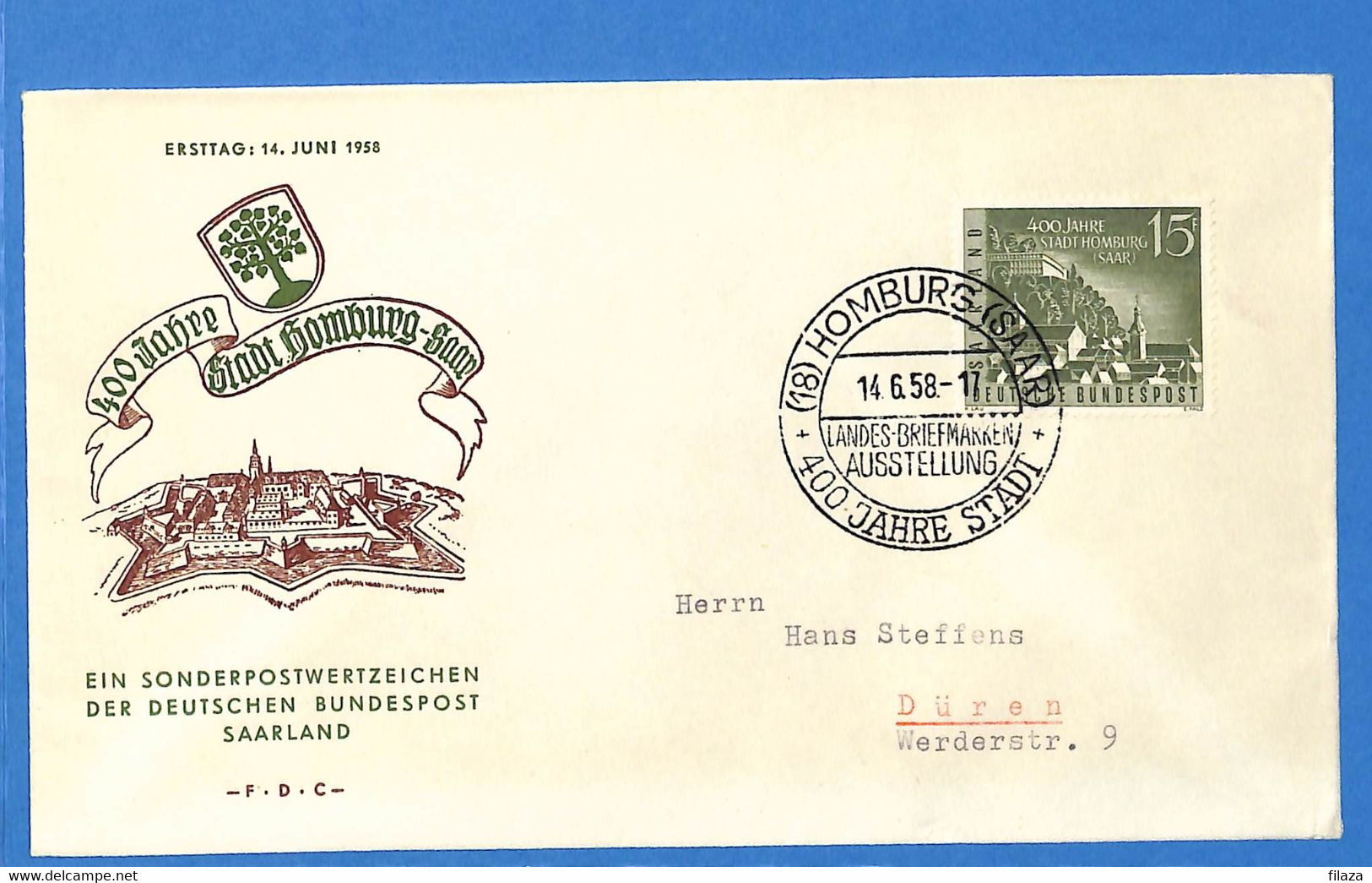 Saar 1958 Lettre FDC De Homburg (G8933) - FDC