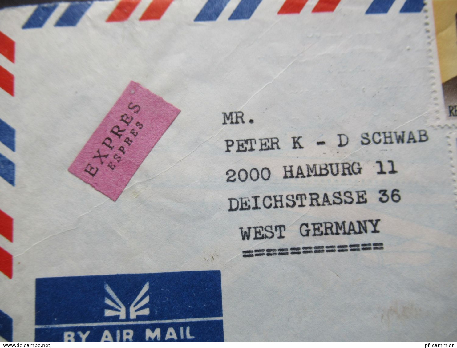 Indonesien 1980 By Air Mail Expres Pinang - Hamburg über Frankfurt Flughafen Rückseitig Weitere Stempel - Indonesien