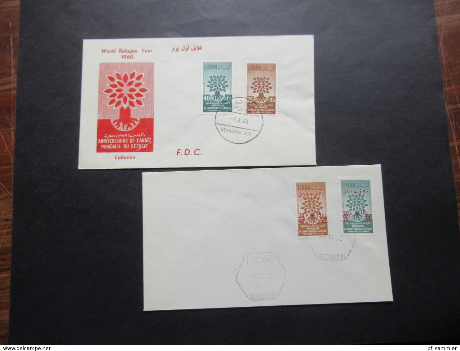 Libanon / Lebanon / Liban 1960 World Refugee Year 2x FDC 1x Marken Mit Aufdruck !! Blanko Belege - Libano