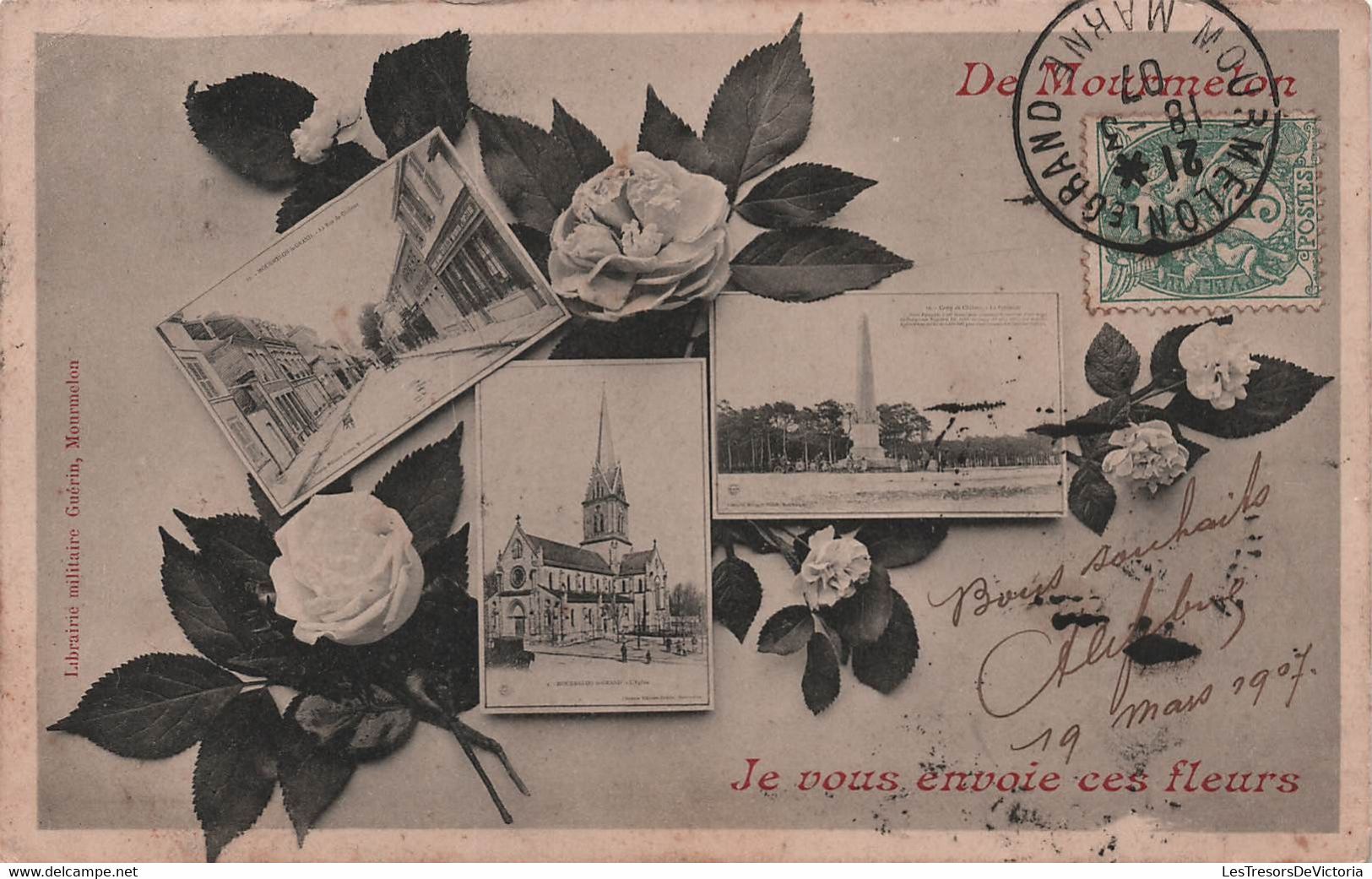 CPA De Mourmelon Je Vous Envoie Ces Fleurs - Carte Multivues - Librairie Militaire Guérin - Oblitéré En 1907 - Mourmelon Le Grand