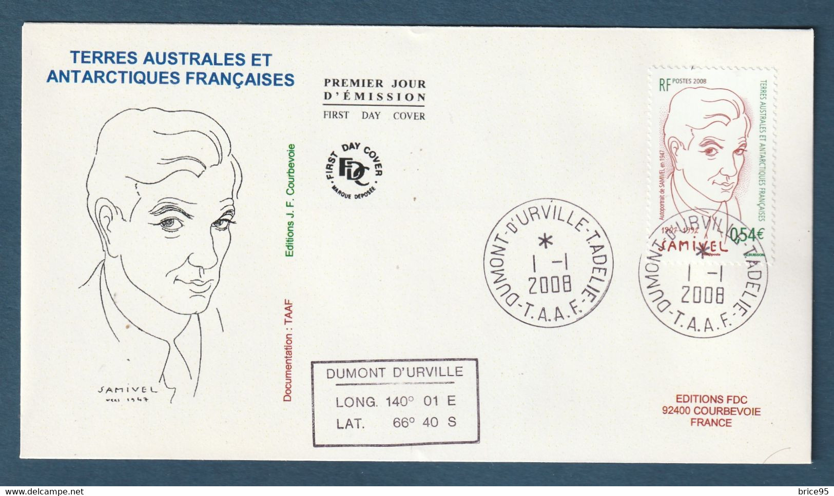 ⭐ TAAF - FDC - Premier Jour - YT N° 501 - Samivel  - 2008 ⭐ - FDC