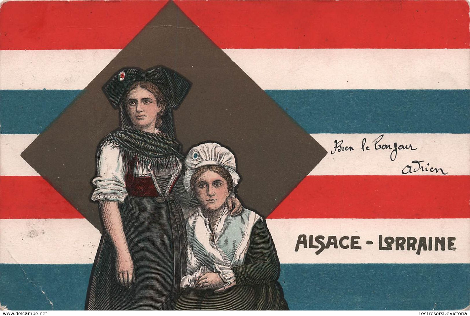CPA Alsace - Lorraine - Allégorie  - Régions Représentées Par Deux Femmes En Costumes Traditionels - Alsace