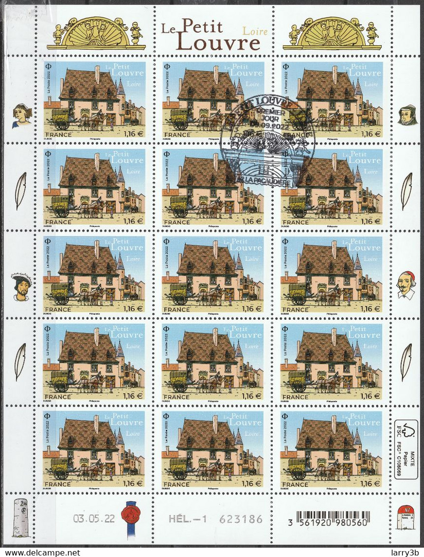 2022 - Y/T 55xx - OBL 1er Jour 09/09/2022 - "LE PETIT LOUVRE - LOIRE" - BLOC FEUILLET 15 TIMBRES - Usados