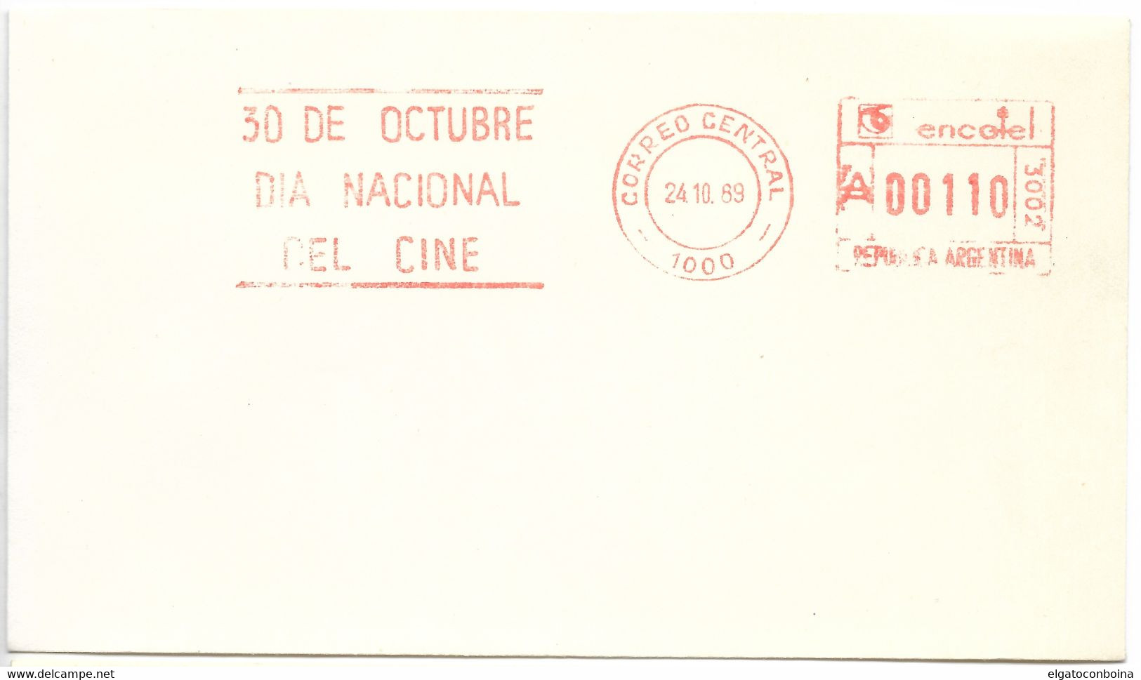 ARGENTINA 1989 COVER WITH SPECIAL POSTMARK CINEMA NATIONAL DAY - Otros & Sin Clasificación