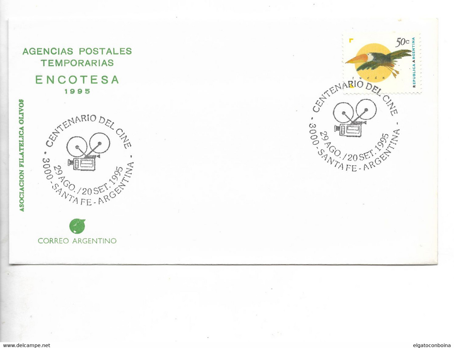 ARGENTINA 1995 CENTENARY OF CINEMA SANTA FE CAMERA ON SPECIAL CANCEL COVER - Other & Unclassified