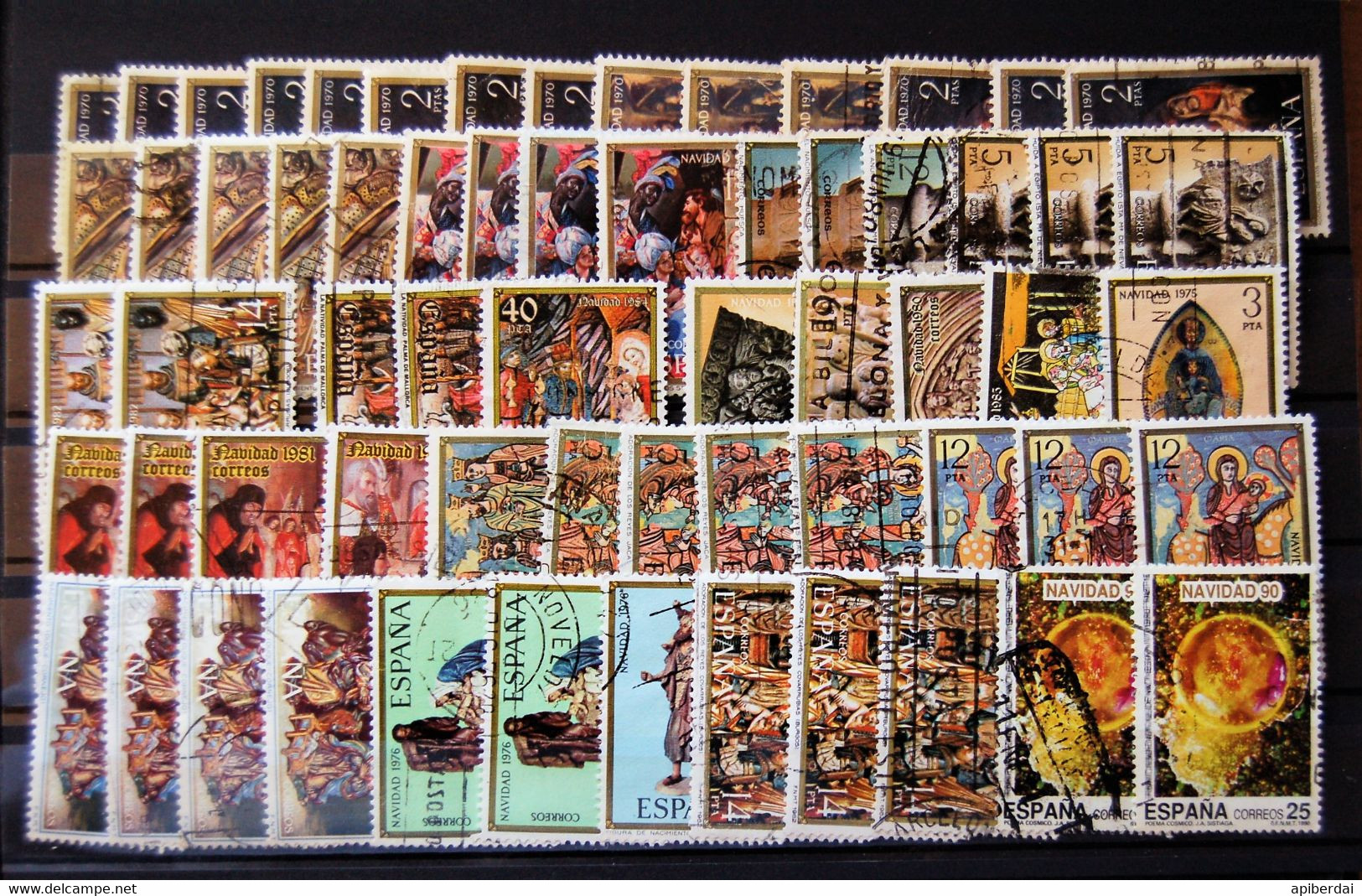 Espagne Spain - Accumulation Of 135 Stamps ( 2 Classification Cards )  "navidad"  Oblitérés - Sammlungen